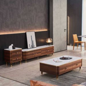 طقم طاولات بسطح رخامي